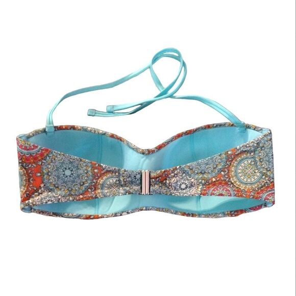 OVS Blue Orange Mandala Bandeau Bikini Swim Top Size 36 B-D * Large - Picture 8 of 13